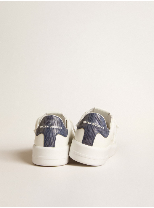 Mens Purestar in leather with white star and blue lizard leather heel tab