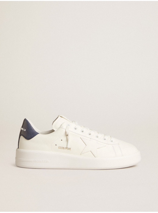 Mens Purestar in leather with white star and blue lizard leather heel tab