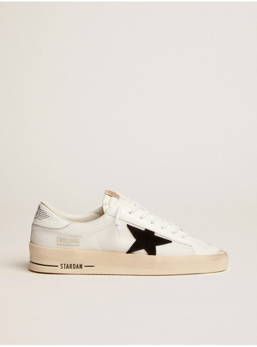 Mens Stardan in white mesh with black suede star
