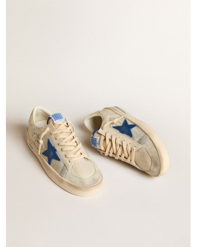 Mens Stardan in nylon with blue leather star and ivory leather heel tab