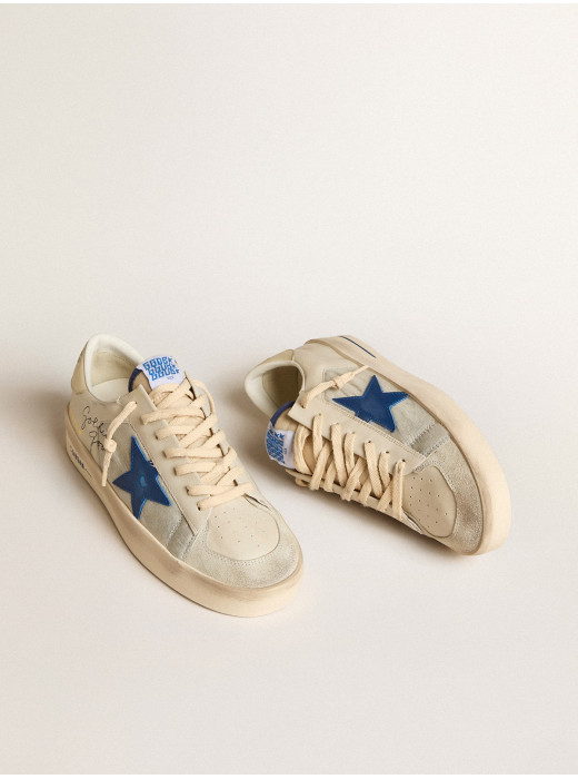 Mens Stardan in nylon with blue leather star and ivory leather heel tab