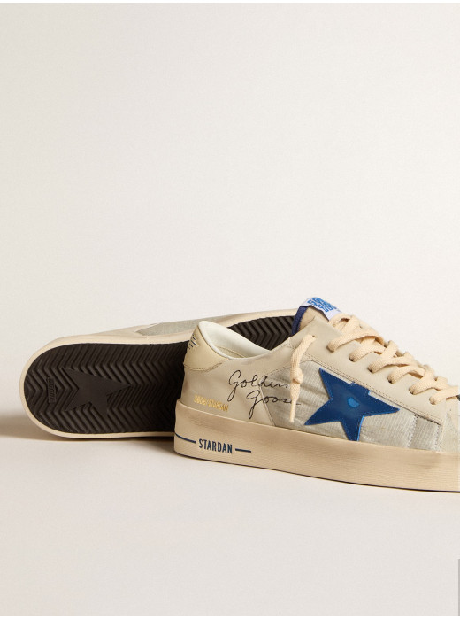Mens Stardan in nylon with blue leather star and ivory leather heel tab