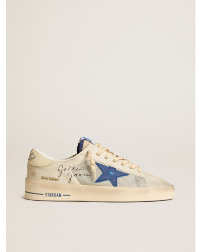 Mens Stardan in nylon with blue leather star and ivory leather heel tab