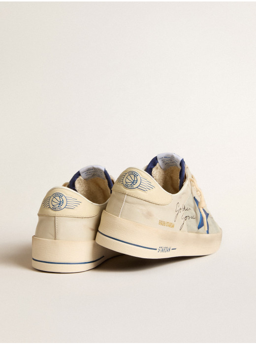 Mens Stardan in nylon with blue leather star and ivory leather heel tab