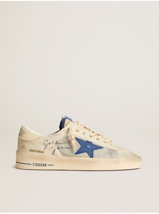 Mens Stardan in nylon with blue leather star and ivory leather heel tab