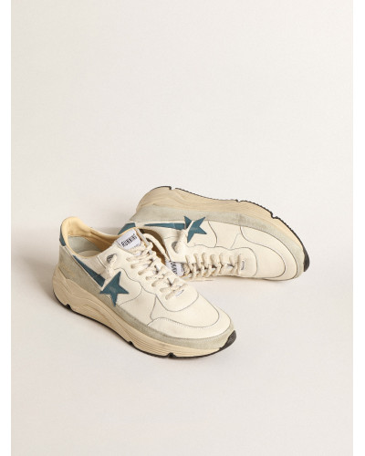 Running Sole in nappa with blue leather star and suede insert