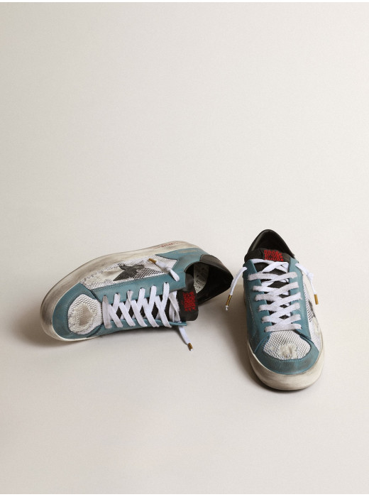 Mens Stardan in distressed mesh and petrol-colored upper
