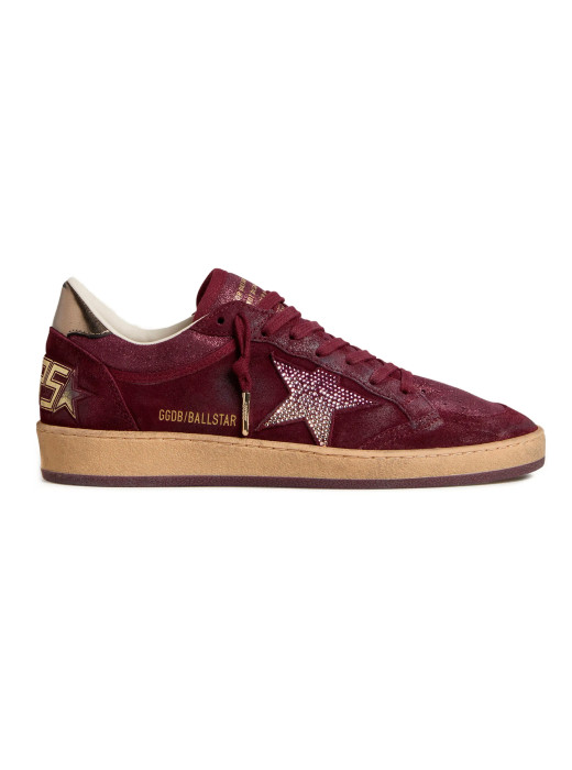 Ball Star in Burgundy Suede with Crystal Star and Metallic Heel Tab