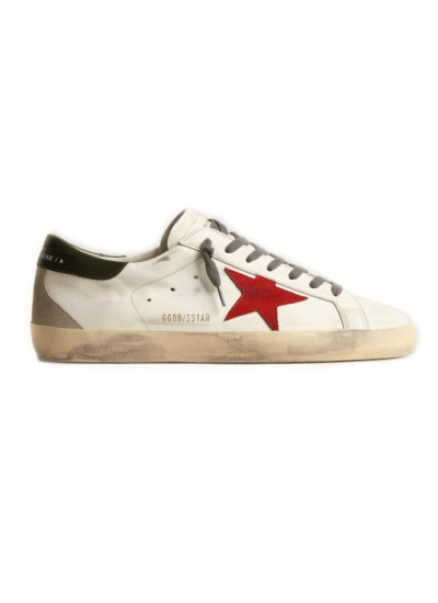 Mens Super-Star Red Suede Star and Green Leather Heel Tab