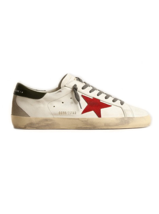 Mens Super-Star Red Suede Star and Green Leather Heel Tab