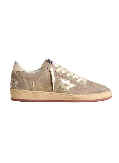 Ball Star Beige Suede with Gold metallic leather star and Bead lettering
