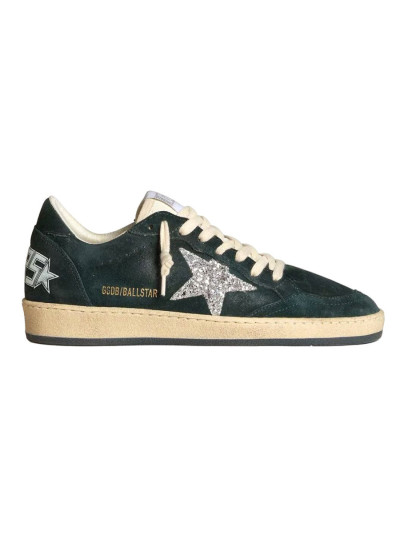 Ball Star in Green suede with Silver glitter star