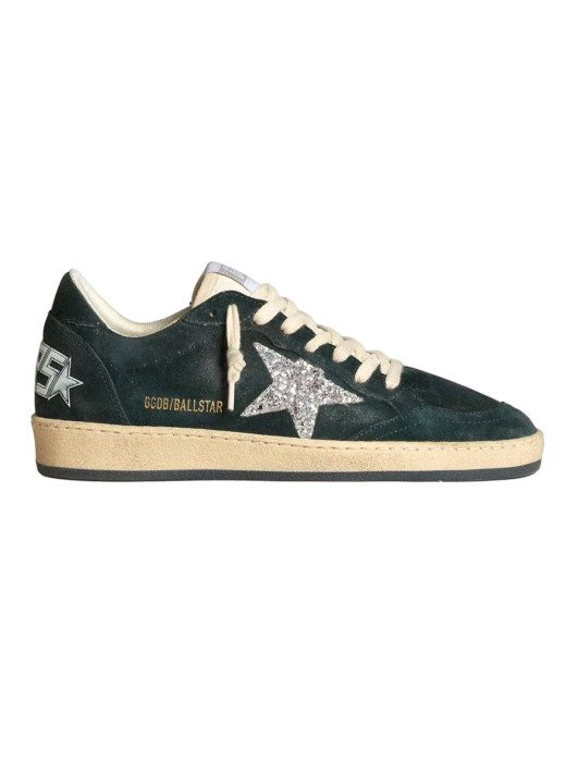 Ball Star in Green suede with Silver glitter star