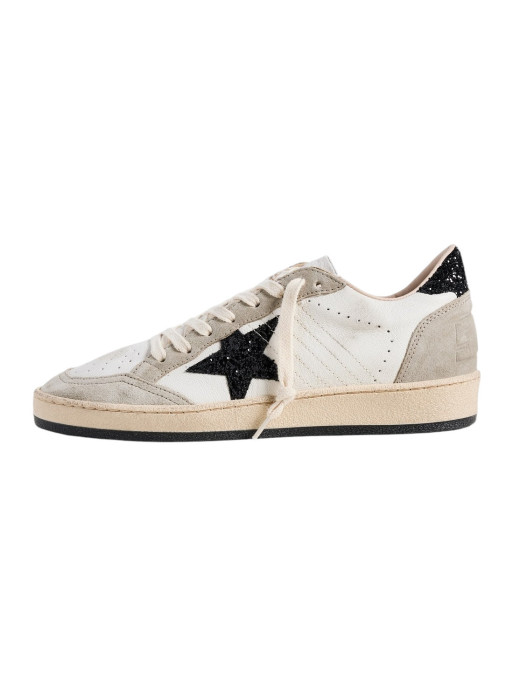 Ball Star in Nappa and Suede with Black Glitter Star and Heel Tab