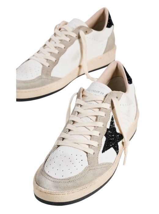 Ball Star in Nappa and Suede with Black Glitter Star and Heel Tab