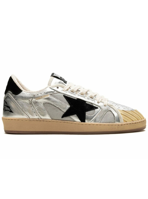 Ball Star LAB in Silver Leather with Black Suede Star and Heel Tab