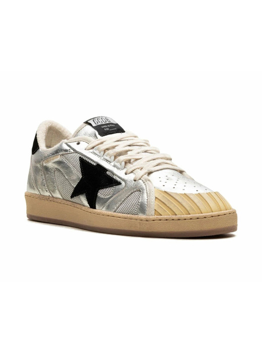 Ball Star LAB in Silver Leather with Black Suede Star and Heel Tab