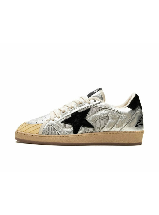 Ball Star LAB in Silver Leather with Black Suede Star and Heel Tab