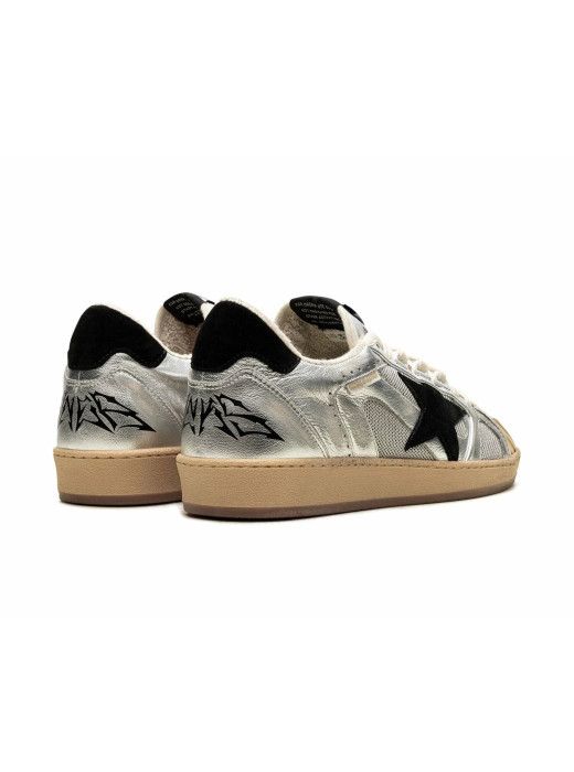 Ball Star LAB in Silver Leather with Black Suede Star and Heel Tab