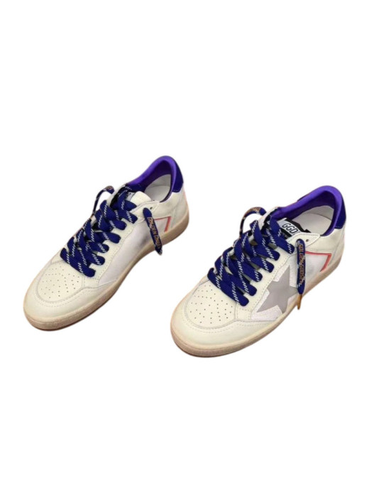Ball Star LTD in Beige Leather with Clear Star and Blue Heel Tab