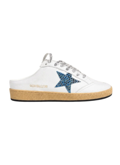 Ball Star Sabot in White Nappa with Blue Crystal Star Ball Star Sabot in White Nappa with Blue Crystal Star