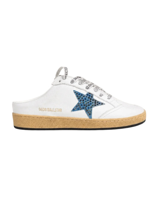 Ball Star Sabot in White Nappa with Blue Crystal Star