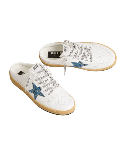 Ball Star Sabot in White Nappa with Blue Crystal Star