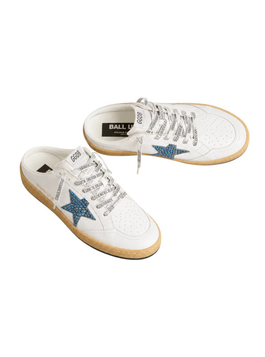 Ball Star Sabot in White Nappa with Blue Crystal Star