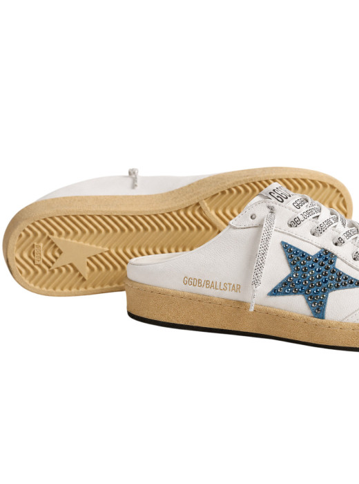 Ball Star Sabot in White Nappa with Blue Crystal Star