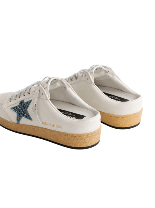 Ball Star Sabot in White Nappa with Blue Crystal Star