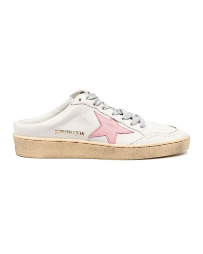 Ball Star Sabot in White Nappa with Old Rose Leather Star