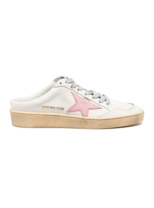 Ball Star Sabot in White Nappa with Old Rose Leather Star