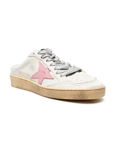 Ball Star Sabot in White Nappa with Old Rose Leather Star