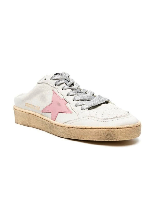 Ball Star Sabot in White Nappa with Old Rose Leather Star