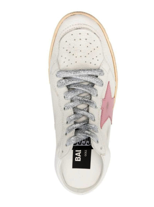 Ball Star Sabot in White Nappa with Old Rose Leather Star