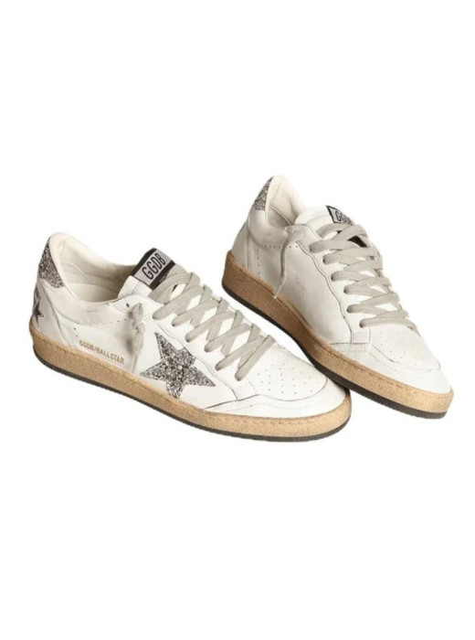 Ball Star Sneakers in Silver Glitter and Ice Grey Suede