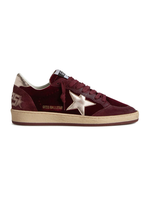 Ball Star in Ruby Red Velvet with Silver Star and Heel Tab