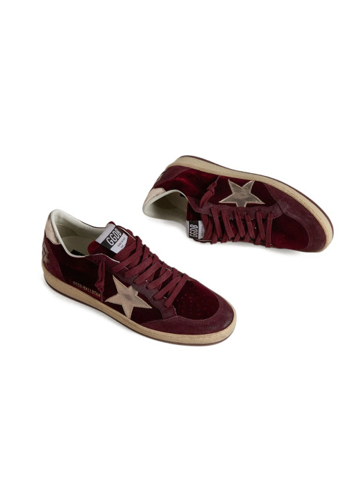 Ball Star in Ruby Red Velvet with Silver Star and Heel Tab