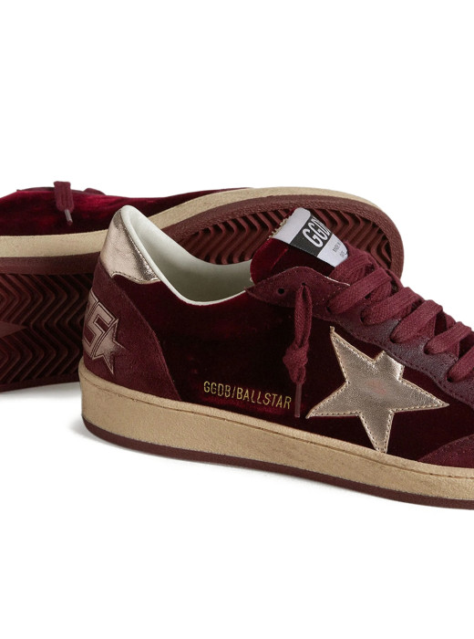 Ball Star in Ruby Red Velvet with Silver Star and Heel Tab