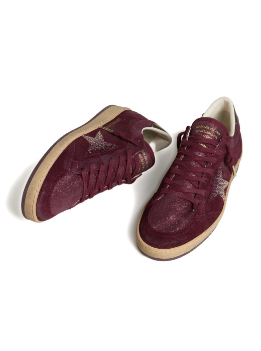 Ball Star in Burgundy Suede with Crystal Star and Metallic Heel Tab