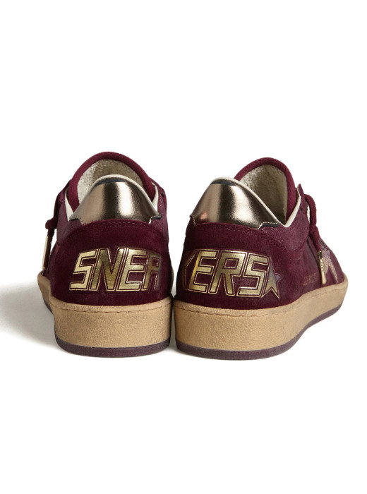 Ball Star in Burgundy Suede with Crystal Star and Metallic Heel Tab