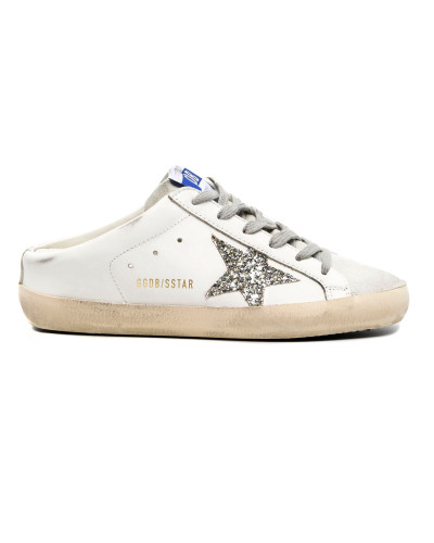 Super-Star Sabot with Platinum Glitter Star and Suede Tongue