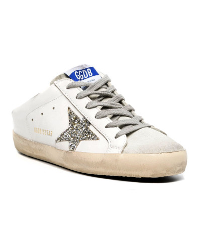 Super-Star Sabot with Platinum Glitter Star and Suede Tongue