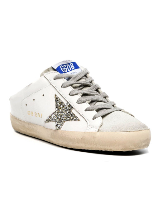 Super-Star Sabot with Platinum Glitter Star and Suede Tongue