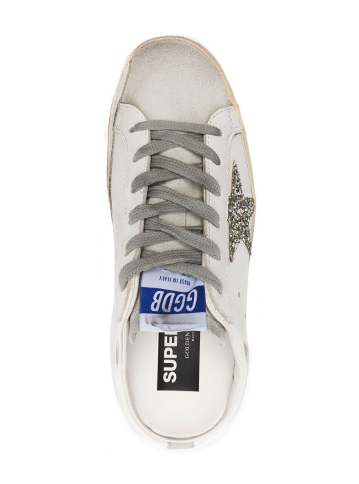 Super-Star Sabot with Platinum Glitter Star and Suede Tongue
