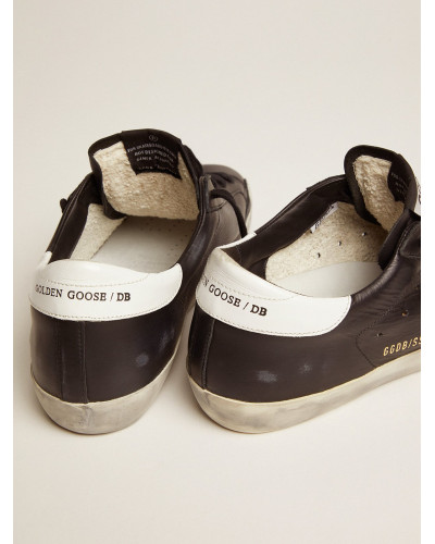 Super-Star in black leather with white leather star and heel tab