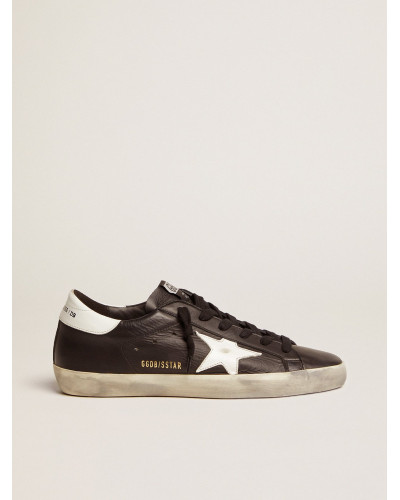 Super-Star in black leather with white leather star and heel tab