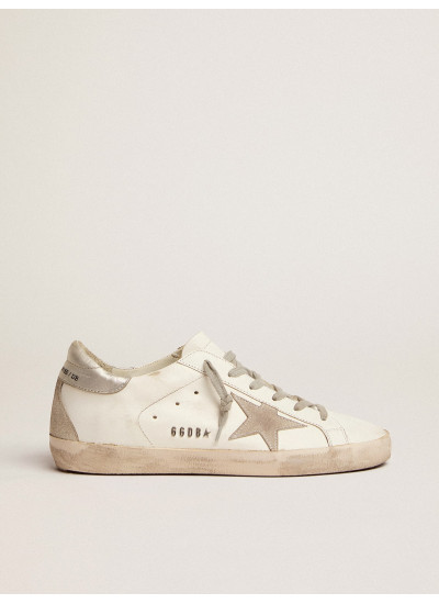 Super-Star with silver heel tab and metal stud lettering Super-Star with silver heel tab and metal stud lettering