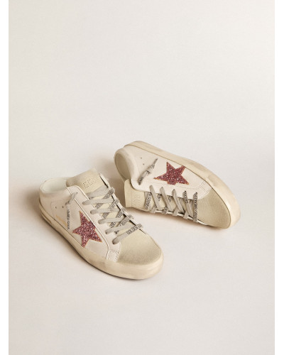 Bio-based Super-Star Sabot with pink glitter star and suede toe