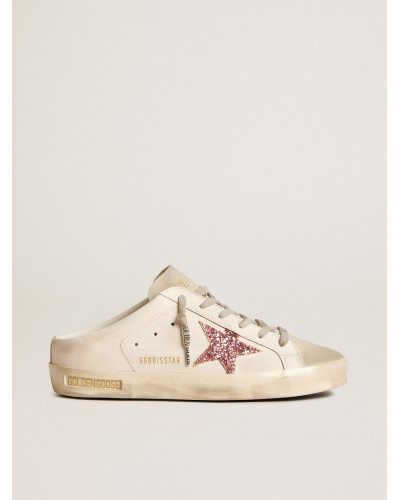 Bio-based Super-Star Sabot with pink glitter star and suede toe